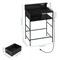 Black Vanity Desk with Charging Station, Makeup Table with Drawer, Open Shelf, and Hair Dryer Hook